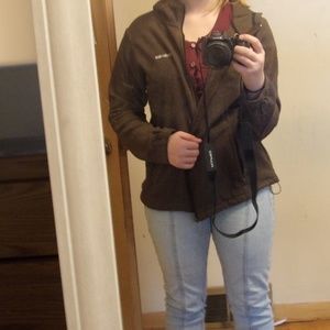 brown zip up